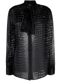 Versace croc-effect scarf-tie Blouse Black at Farfetch